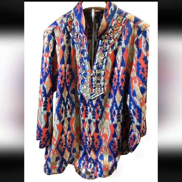 Jones New York Signature Ladies Multi-Color Long Sleeve Blouse Top Sz Large - Picture 4 of 9